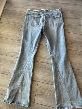 Joey Light Blue Flared Jeans with Frayed Waist